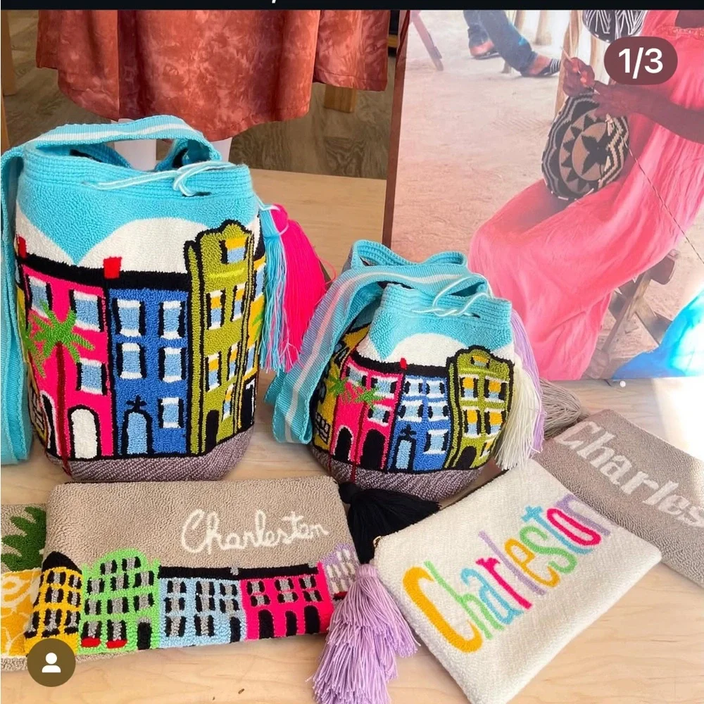 Charleston Rainbow Row Crossbody Wayuú Mochilo Bag NWOT - Picture 7 of 8
